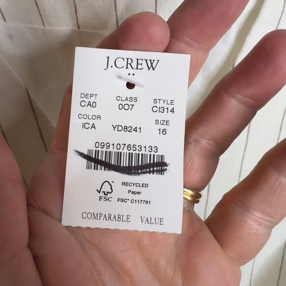 J.Crew $90 Striped Linen-Blend Vest Size 16 Ivory Camel CI314 - Picture 4 of 6